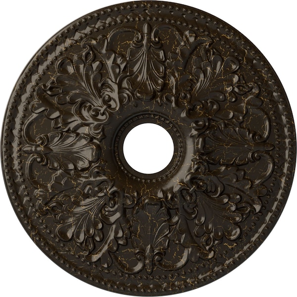 Ekena Millwork Ashley Ceiling Medallion (Canopies up to 4 3/4"), 23 7/8"OD x 4"ID x 2 1/8"P, Stone Hearth Crackle CM23ASSHC - main